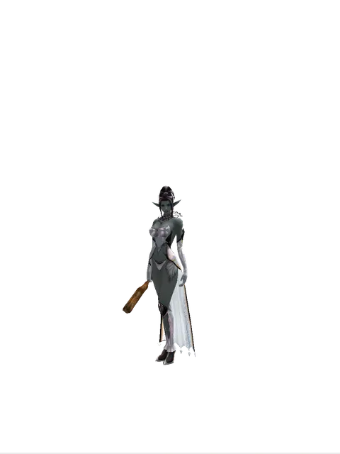Apprentice Adventurer's Bone Club on a female Dark Elf, front view