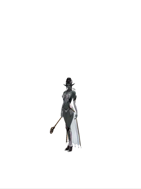 Apprentice's Rod on a female Dark Elf, front view