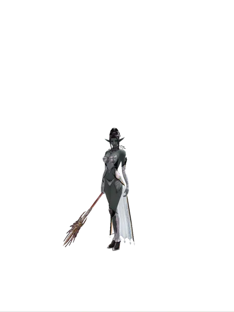 Arcana Mace on a female Dark Elf, front view