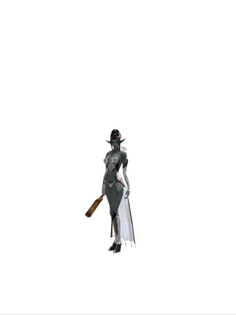 Bone Club on a female Dark Elf, front view