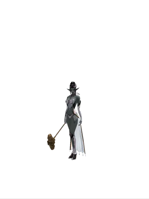 Doom Hammer on a female Dark Elf, front view