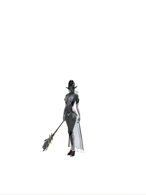 Dynasty Mace on a female Dark Elf, front view