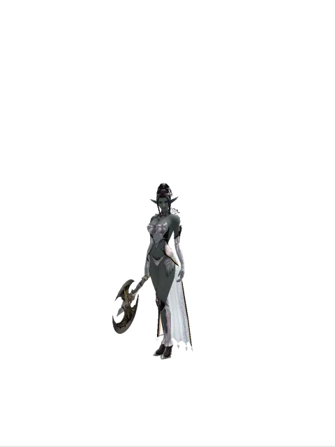 Ecliptic Axe on a female Dark Elf, front view