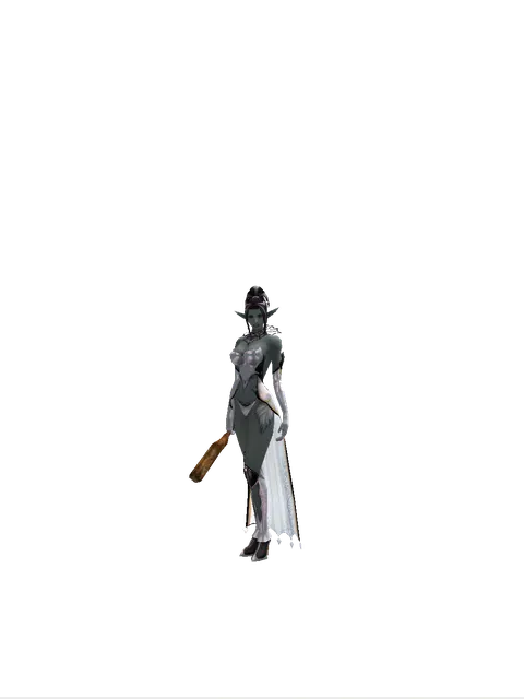 Gallint's Oak Wand on a female Dark Elf, front view