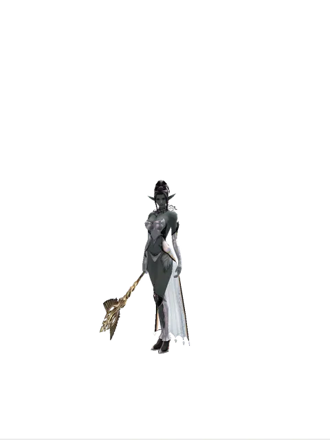 Infinity Rod on a female Dark Elf, front view