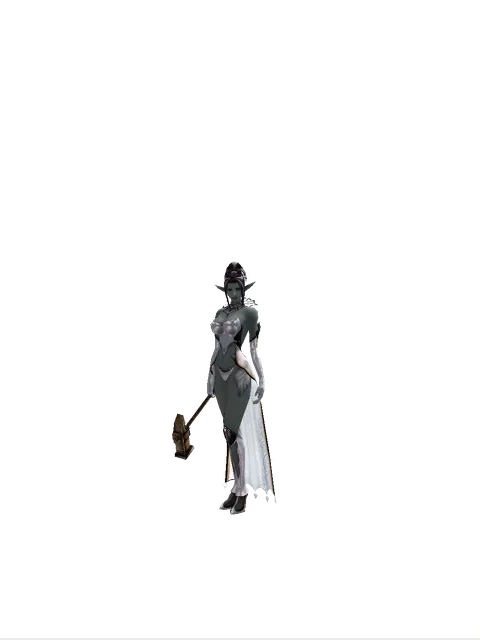 Iron Hammer on a female Dark Elf, front view