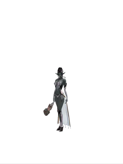 Kaim Vanul's Bones on a female Dark Elf, front view