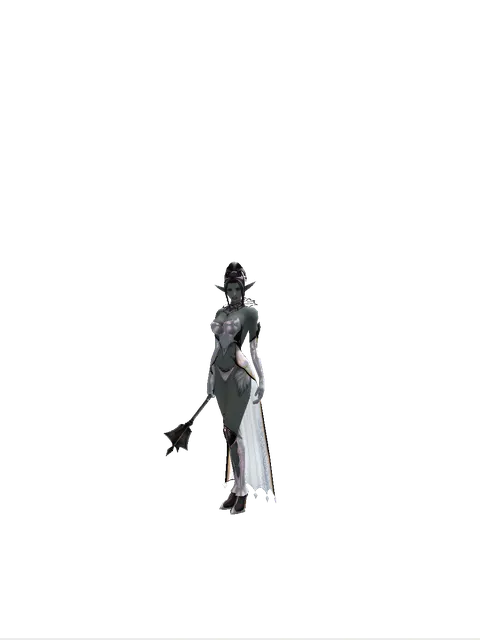 Mace of Judgment on a female Dark Elf, front view