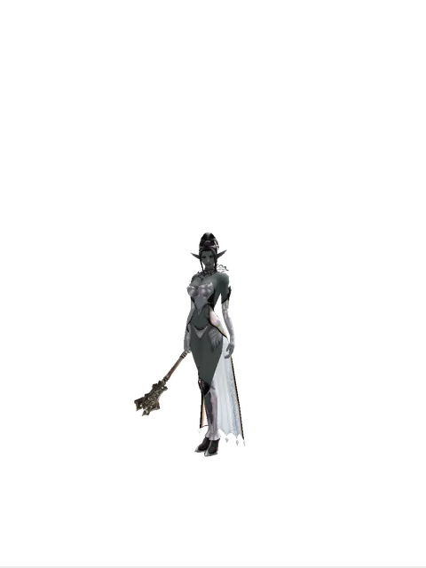 Mace of Miracle on a female Dark Elf, front view