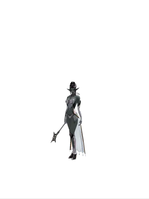 Mace of Prayer on a female Dark Elf, front view
