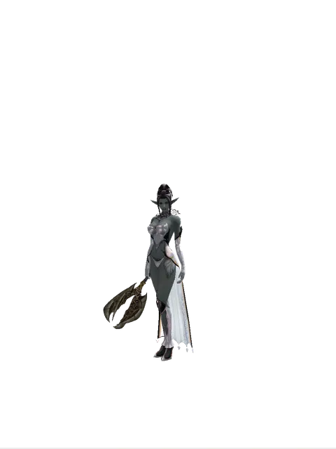 Mace of the Underworld on a female Dark Elf, front view