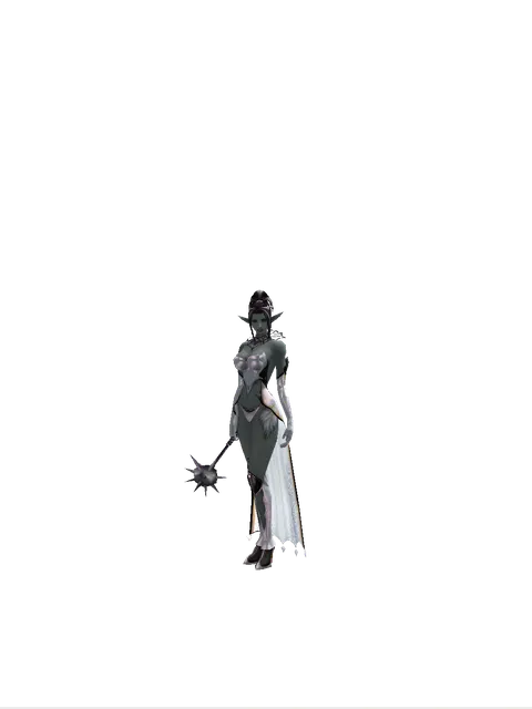 Morning Star on a female Dark Elf, front view