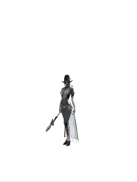 Priest Mace on a female Dark Elf, front view