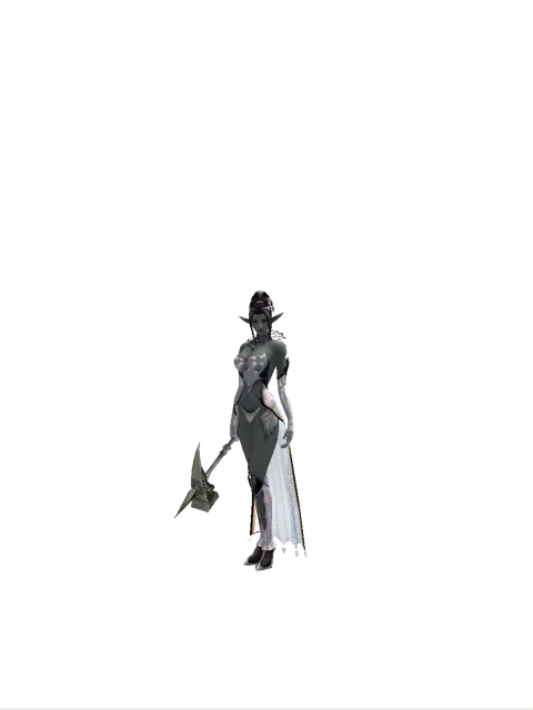 Scalpel on a female Dark Elf, front view