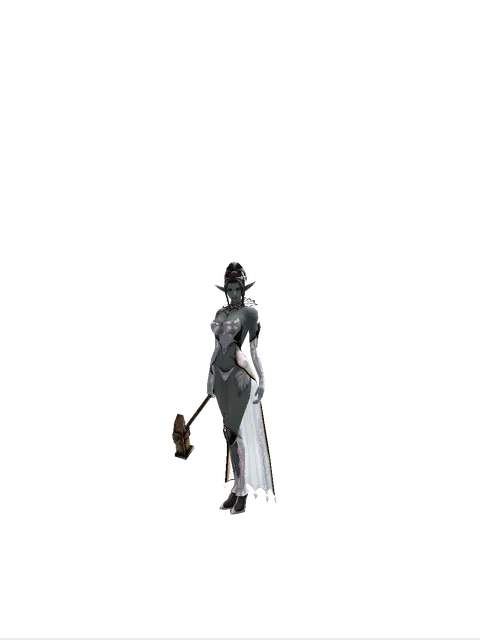 Silversmith Hammer on a female Dark Elf, front view