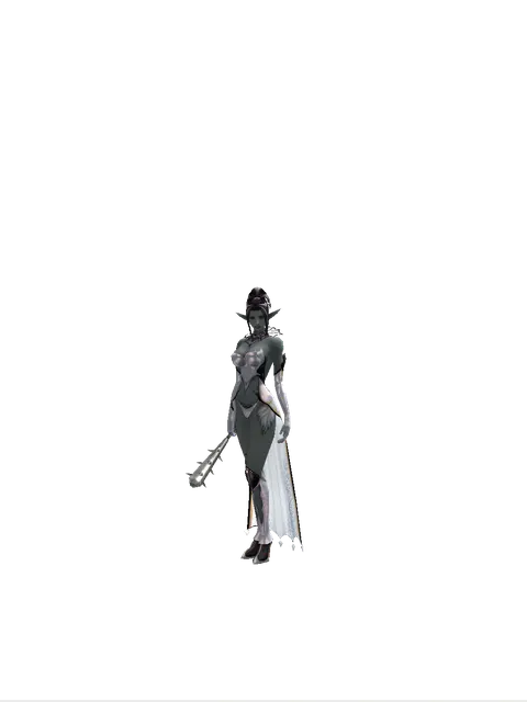 Skull Breaker on a female Dark Elf, front view