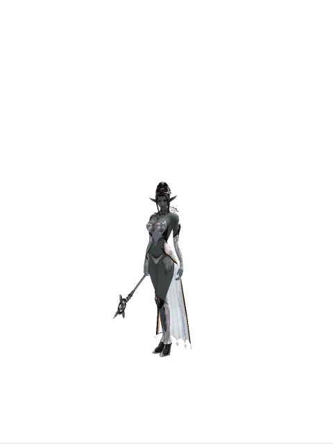 Traveler's Mace on a female Dark Elf, front view