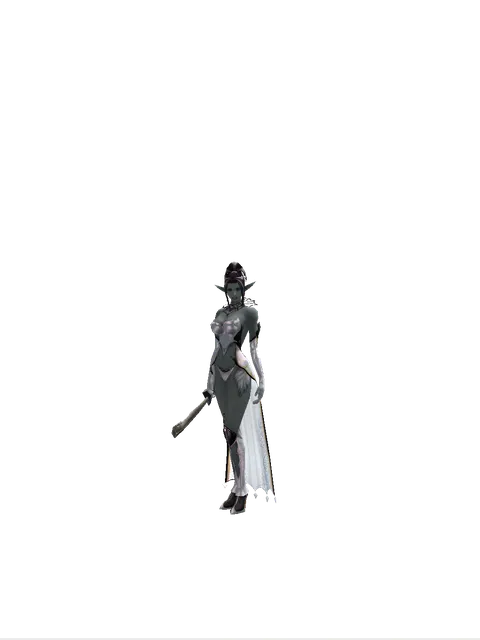 Butcher's Sword on a female Dark Elf, front view
