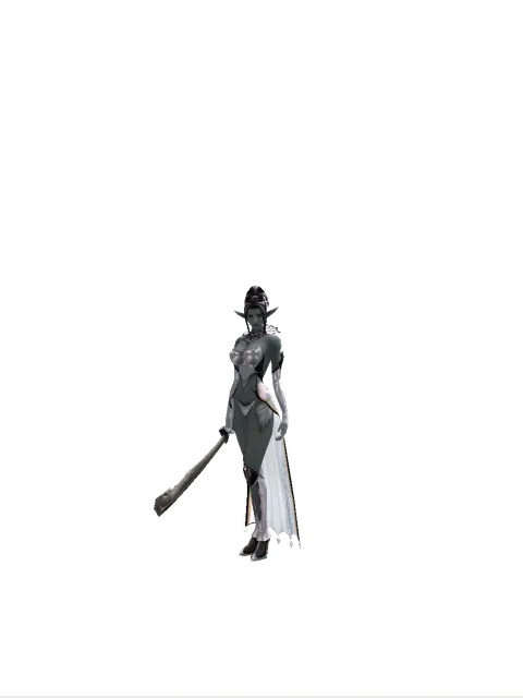 Crimson Sword on a female Dark Elf, front view