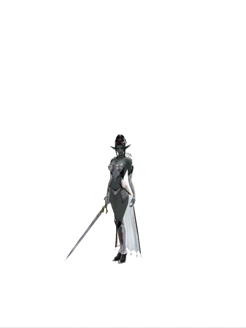 Dark Legion's Edge on a female Dark Elf, front view