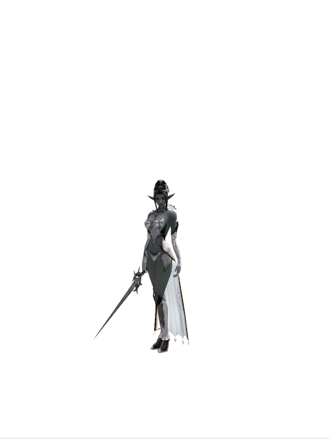 Ecliptic Sword on a female Dark Elf, front view