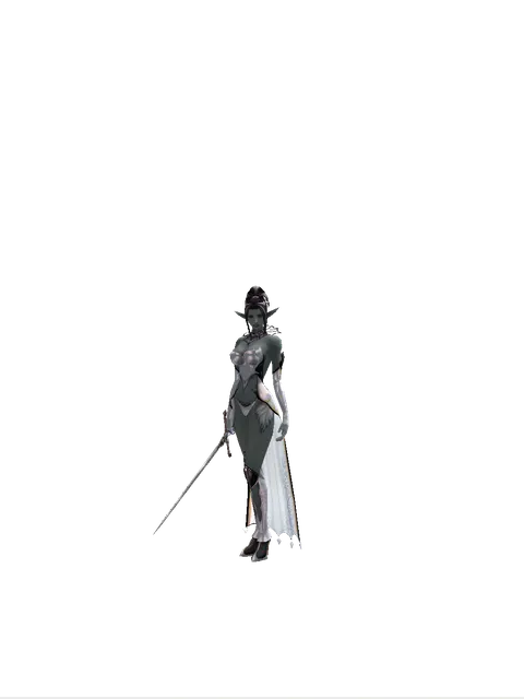 Elemental Sword on a female Dark Elf, front view