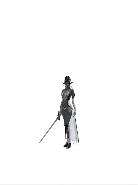 Elven Long Sword on a female Dark Elf, front view