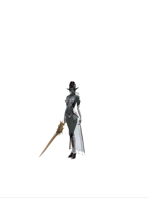 Forgotten Blade on a female Dark Elf, front view