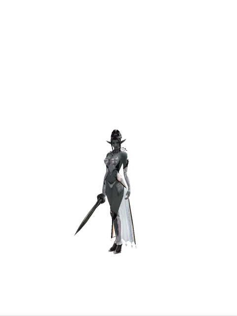 Gladius on a female Dark Elf, front view