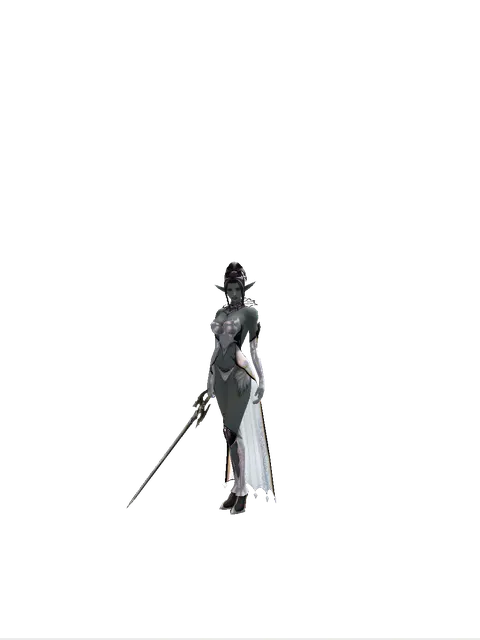 Keshanberk on a female Dark Elf, front view