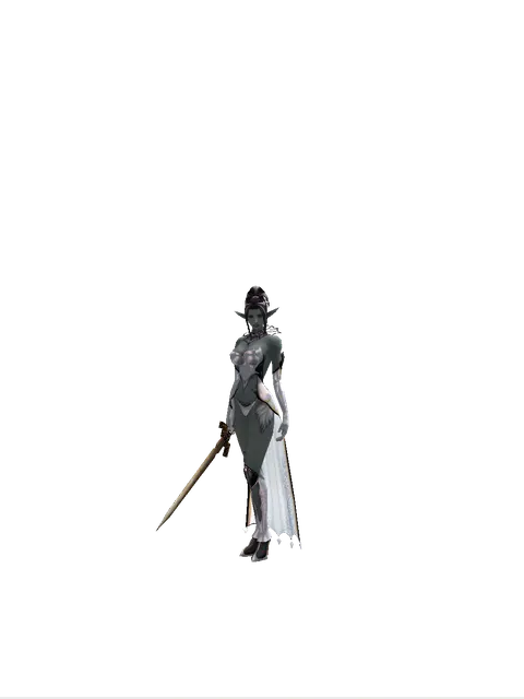 Spinebone Sword on a female Dark Elf, front view