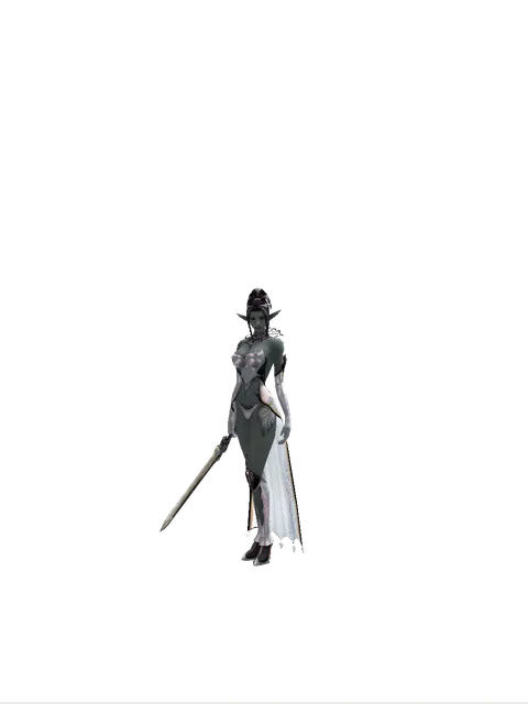 Spirit Sword on a female Dark Elf, front view