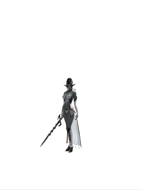 Stormbringer on a female Dark Elf, front view
