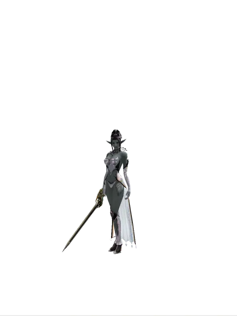 Sword of Delusion on a female Dark Elf, front view