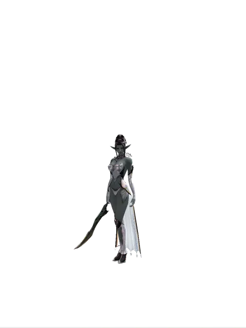 Sword of Limit on a female Dark Elf, front view