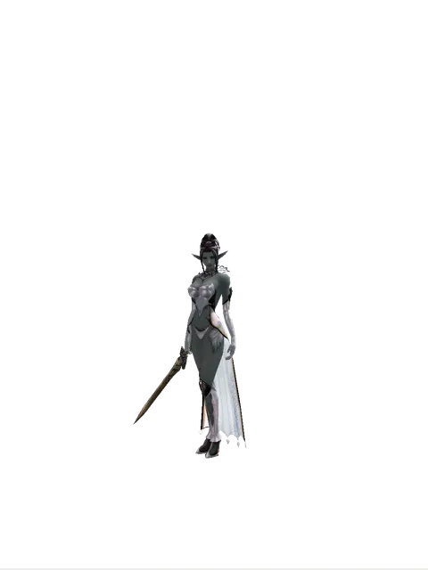 Sword of Magic on a female Dark Elf, front view