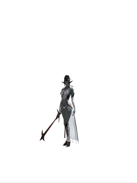 Sword of Nightmare on a female Dark Elf, front view