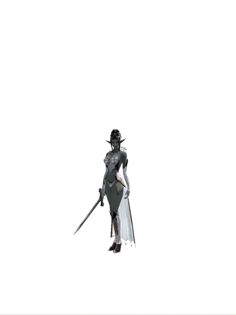 Sword of Reflection on a female Dark Elf, front view