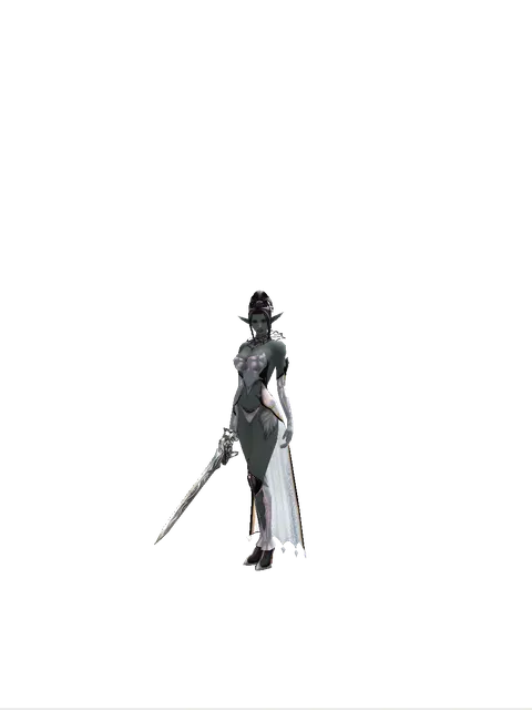 Tallum Blade on a female Dark Elf, front view