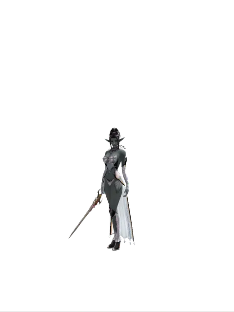 Vesper Mage Sword on a female Dark Elf, front view