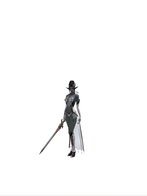 Vesper Sword on a female Dark Elf, front view