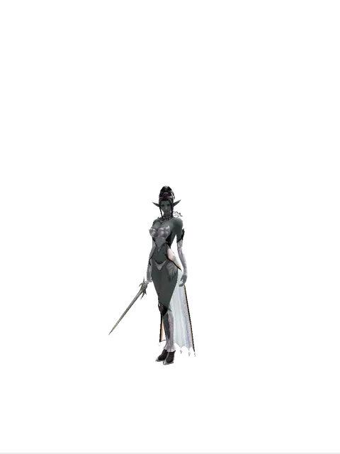 Wizard's Tear on a female Dark Elf, front view