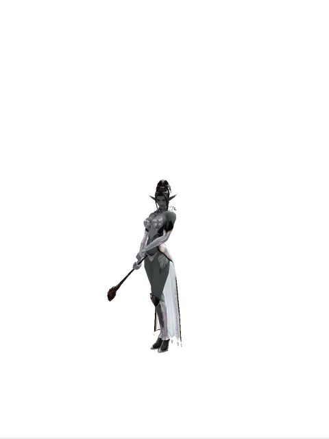 Atuba Mace on a female Dark Elf, front view
