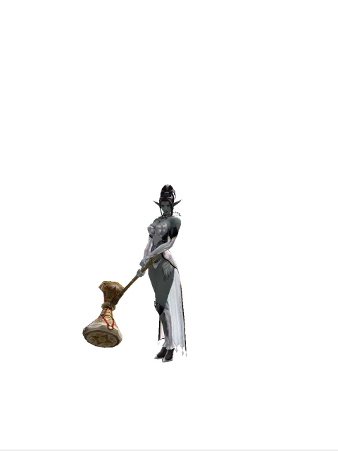 Chrono Darbuka on a female Dark Elf, front view