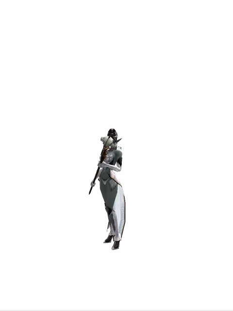 Cursed Staff on a female Dark Elf, front view