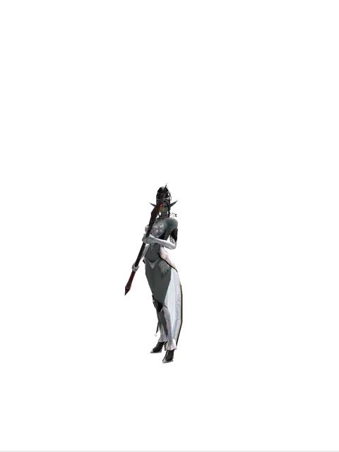 Demon's Staff on a female Dark Elf, front view