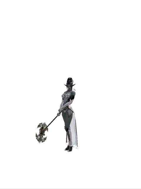 Dynasty Crusher on a female Dark Elf, front view