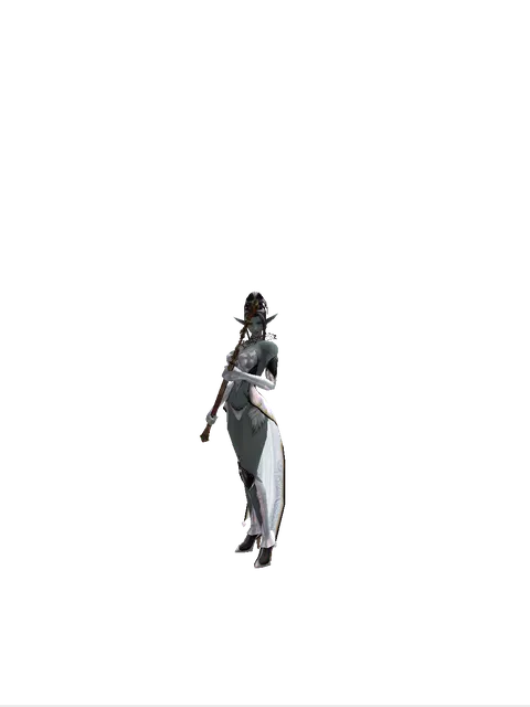 Ghoul's Staff on a female Dark Elf, front view