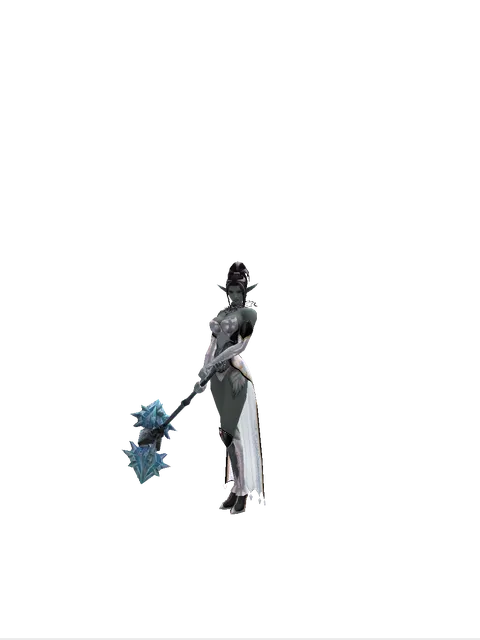Ice Storm Hammer on a female Dark Elf, front view