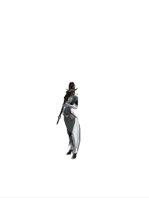 Improved Mage Staff on a female Dark Elf, front view